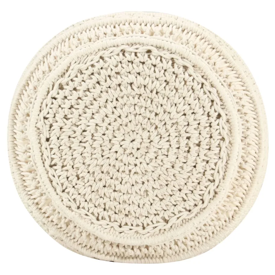 Pouf fait à la main en macramé 45x30 cm Coton - 3
