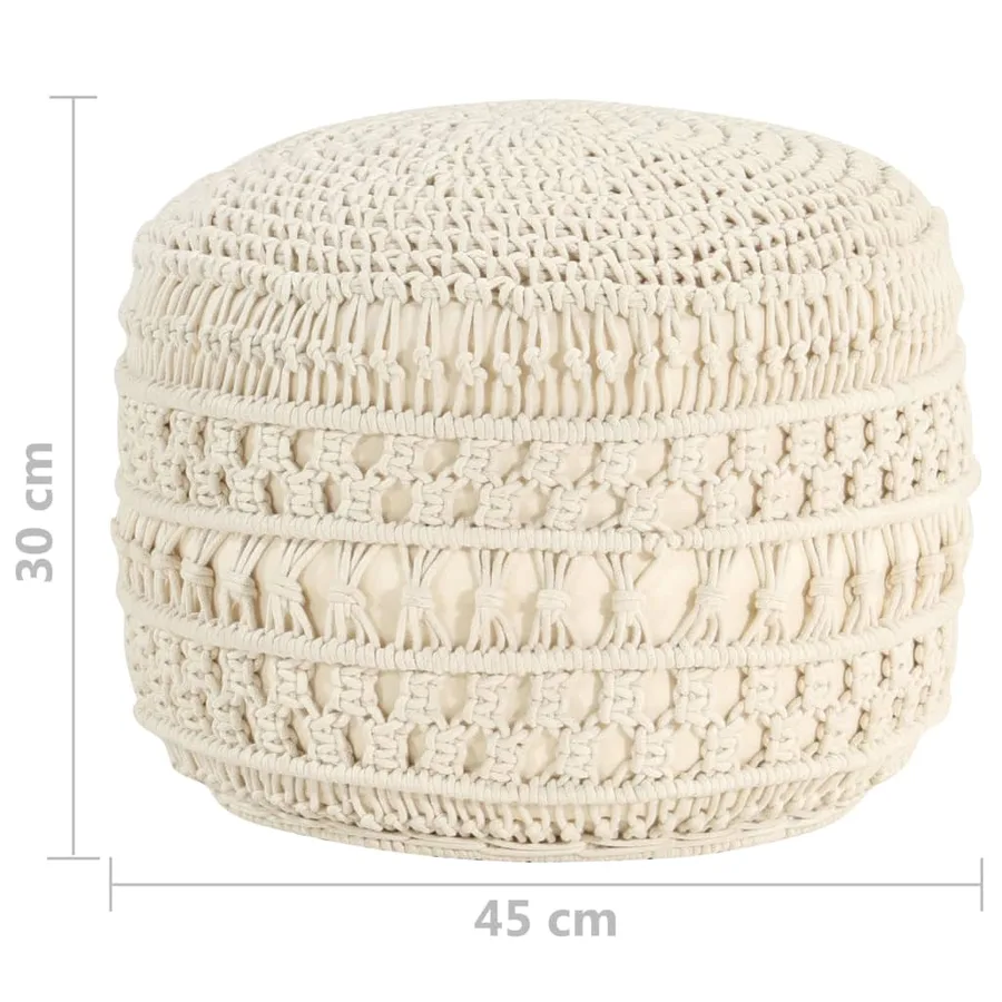 Pouf fait à la main en macramé 45x30 cm Coton - 5