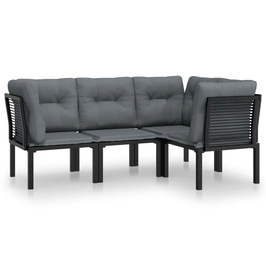 Salon de jardin 4 pcs noir et gris résine tressée - 2