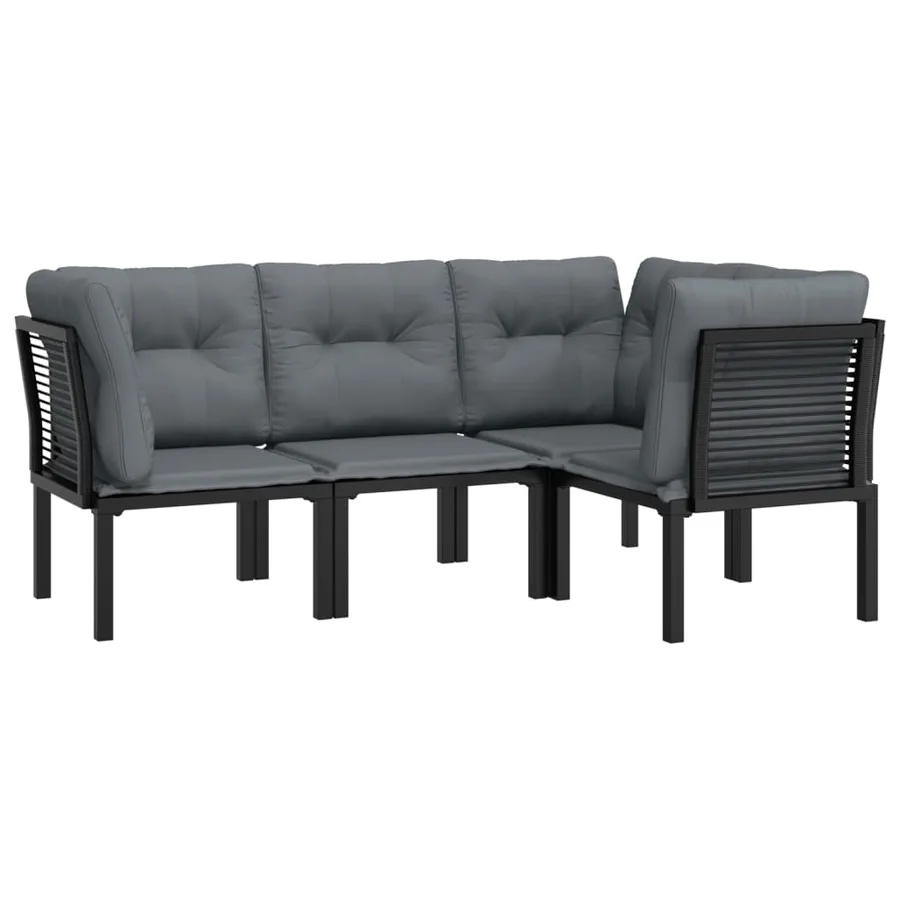 Salon de jardin 4 pcs noir et gris résine tressée - 3