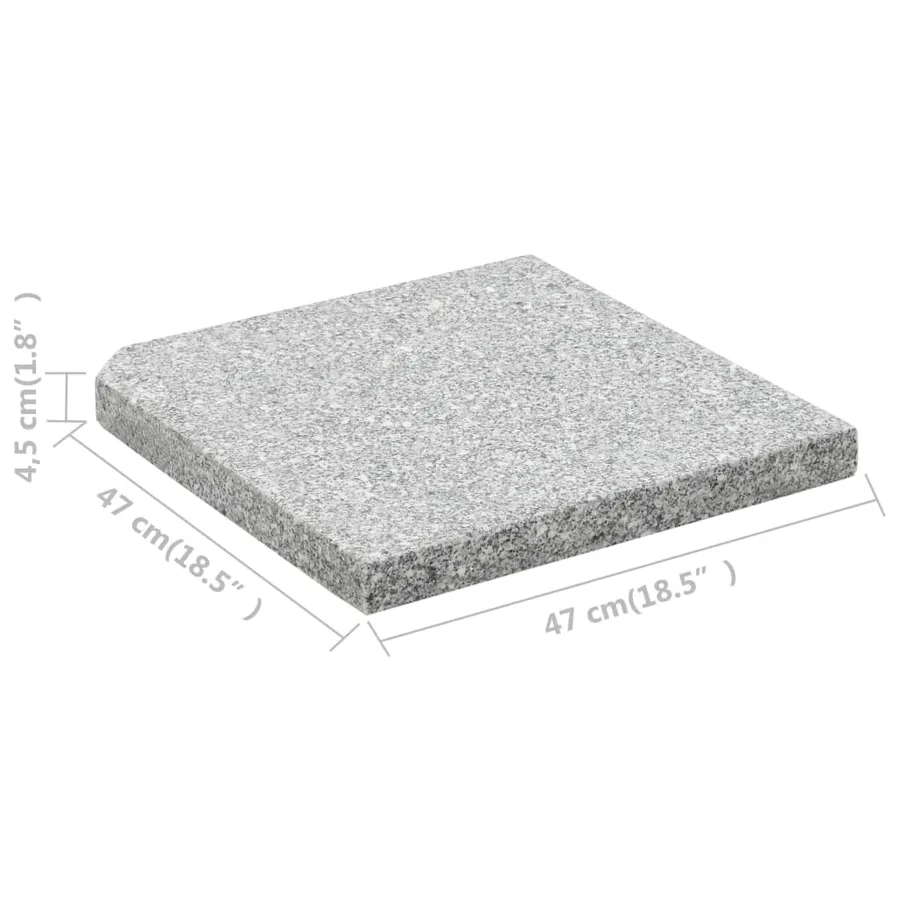 Plaques de poids de parasol 4 pcs Granit Gris Carré 100 kg - 8
