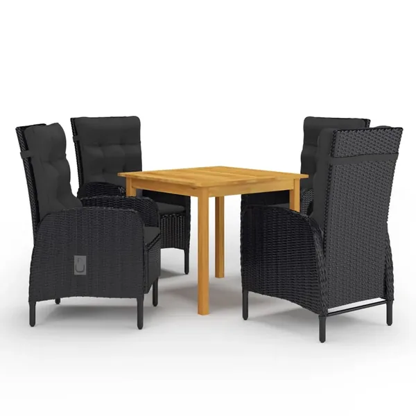 Ensemble à manger de jardin 5 pcs Noir