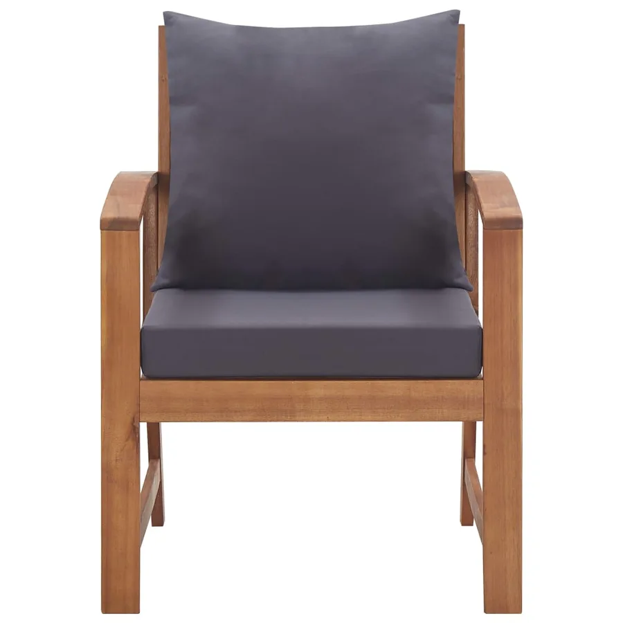 Salon de jardin 4 pcs avec coussins Bois d'acacia solide - 10