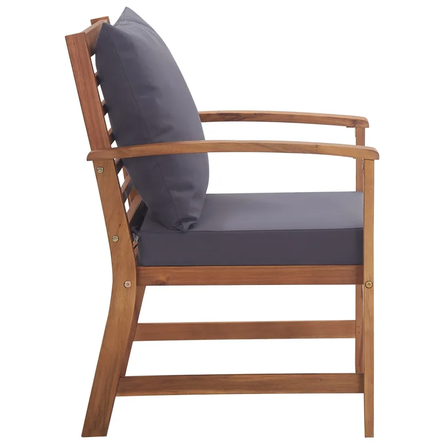 Salon de jardin 4 pcs avec coussins Bois d'acacia solide - 11