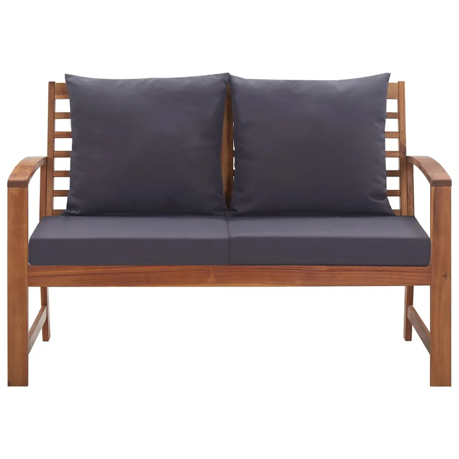 Salon de jardin 4 pcs avec coussins Bois d'acacia solide - 7