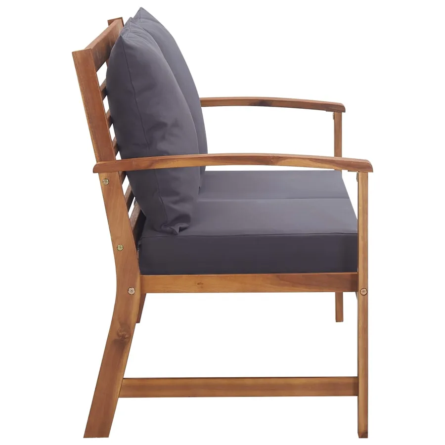 Salon de jardin 4 pcs avec coussins Bois d'acacia solide - 8
