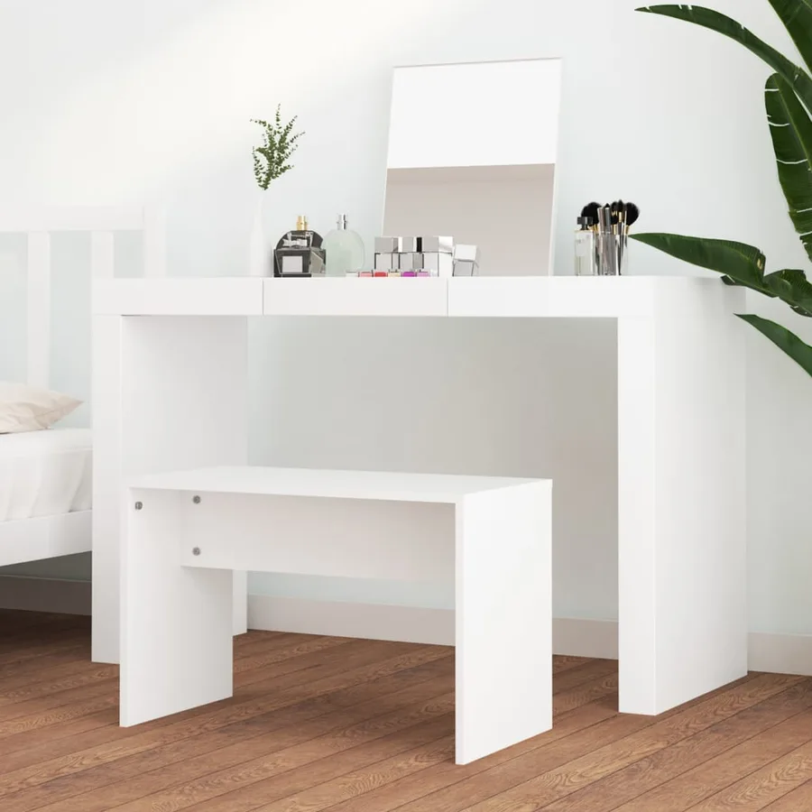 Tabouret de toilette Blanc 70x35x45 cm Bois d'ingénierie - 3