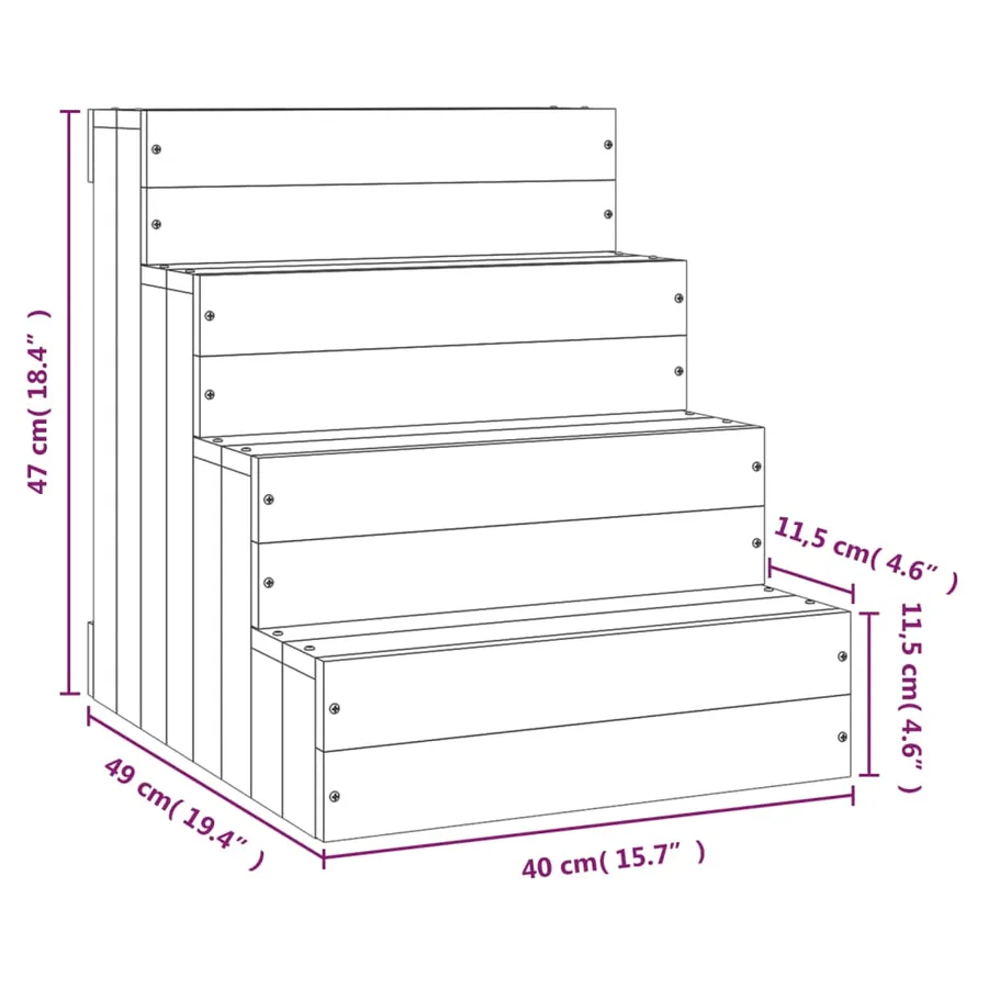 Escalier pour animaux de compagnie 40x49x47 cm Bois de pin - 7