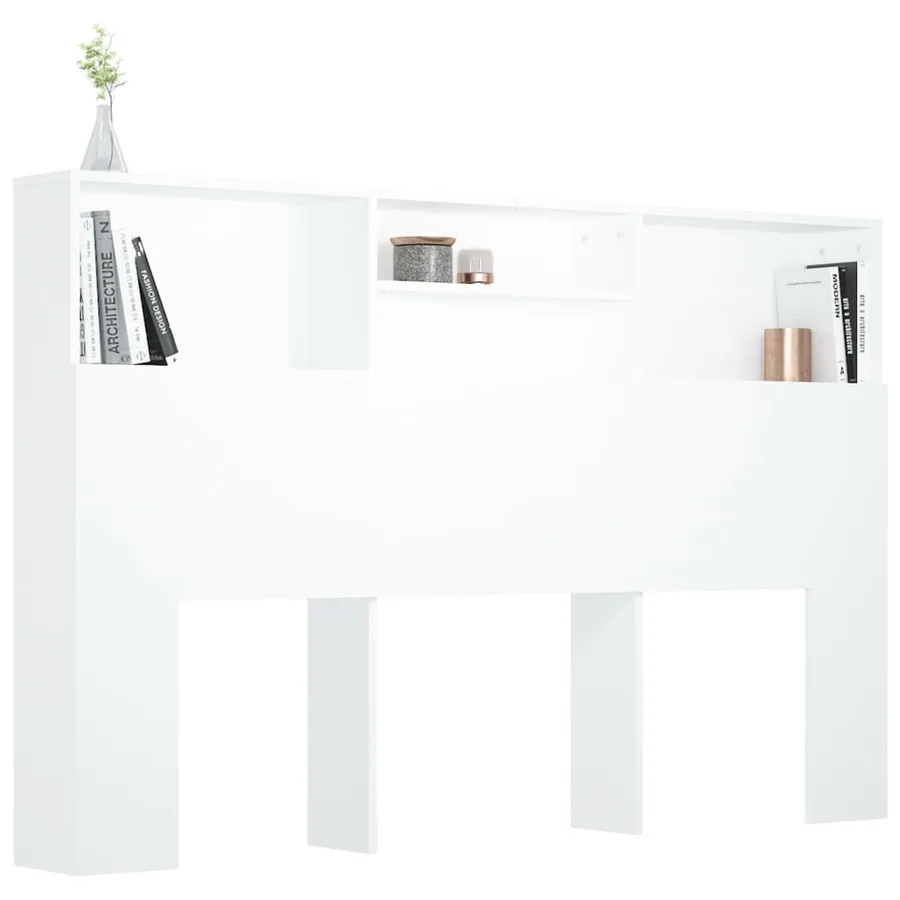 Armoire de tête de lit Blanc 160x19x103,5 cm - 4