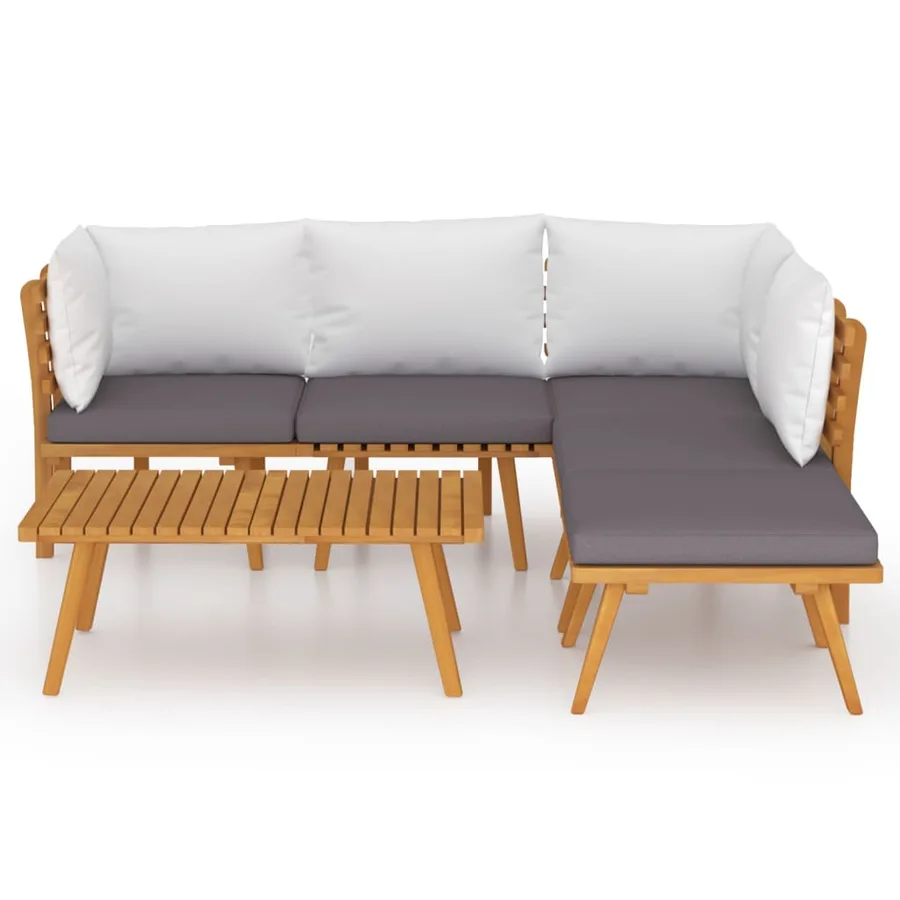Salon de jardin 6 pcs avec coussins Bois d'acacia solide - 3