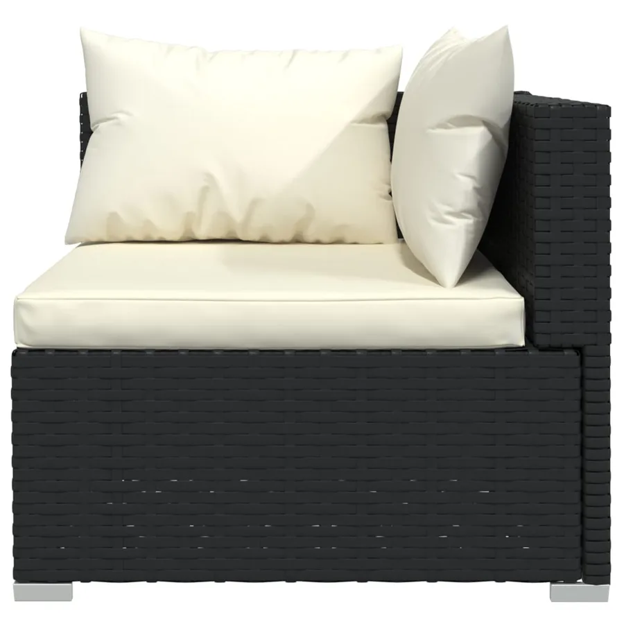 Salon de jardin 5 pcs avec coussins Résine tressée Noir - 4