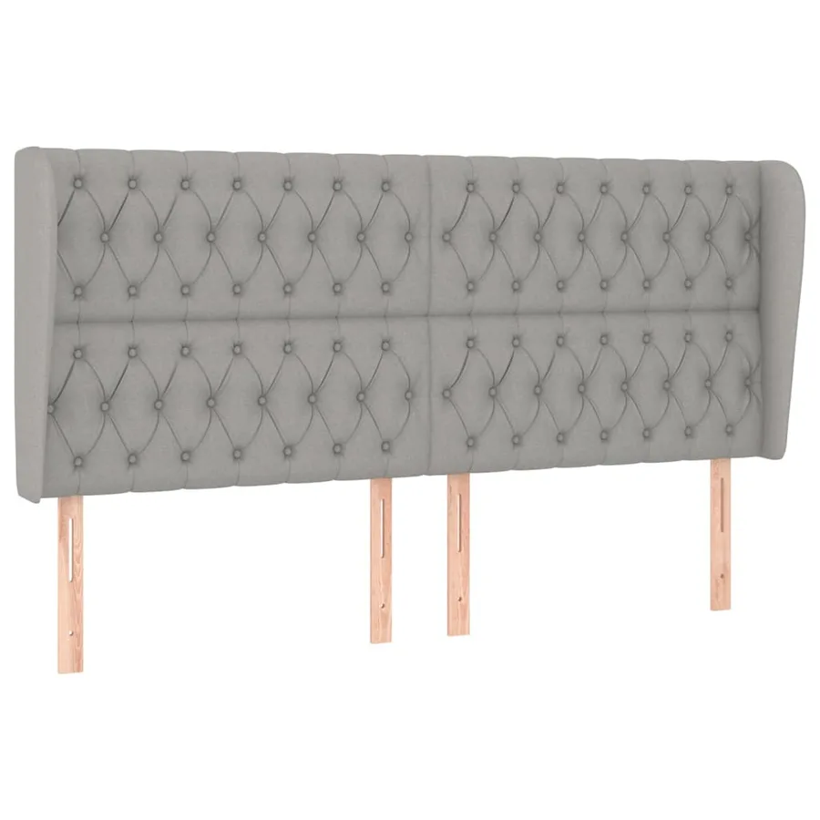 Tête de lit avec oreilles Gris clair 203x23x118/128 cm Tissu - 2