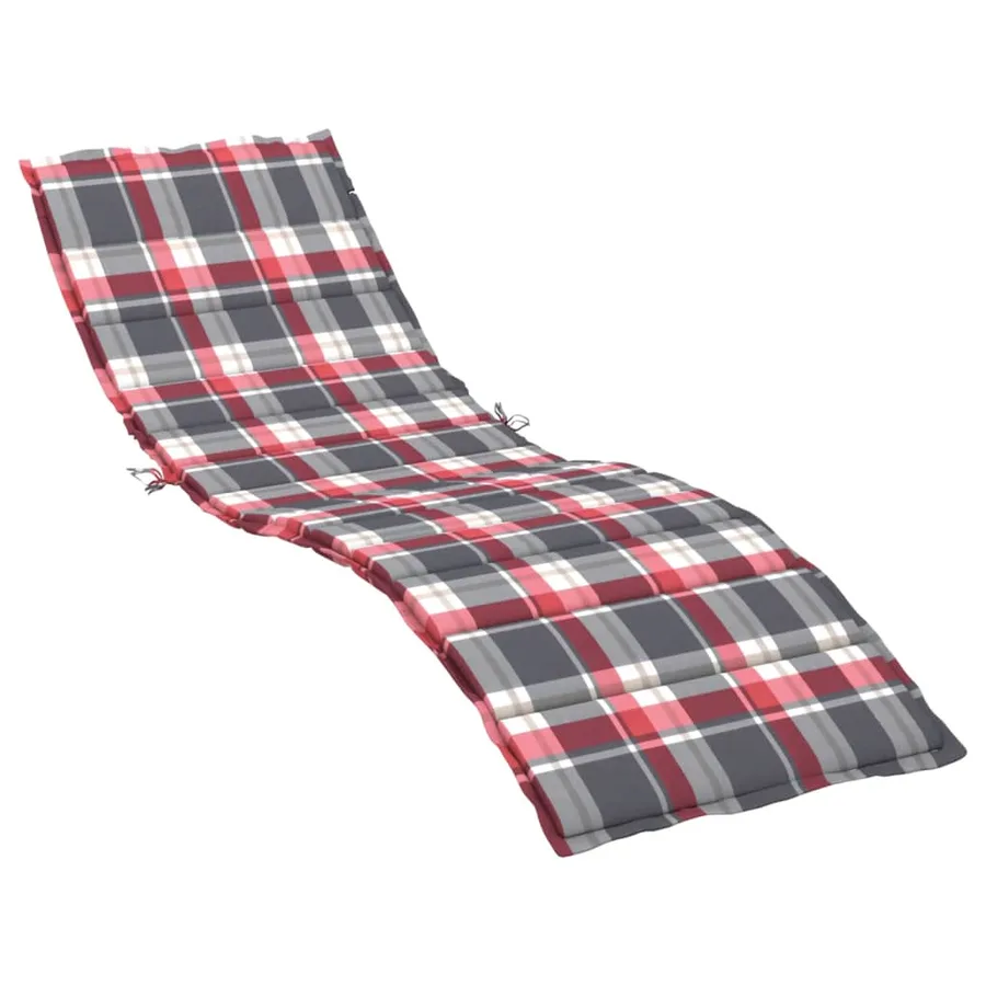 Coussin de chaise longue à carreaux rouge 200x50x3 cm - 2