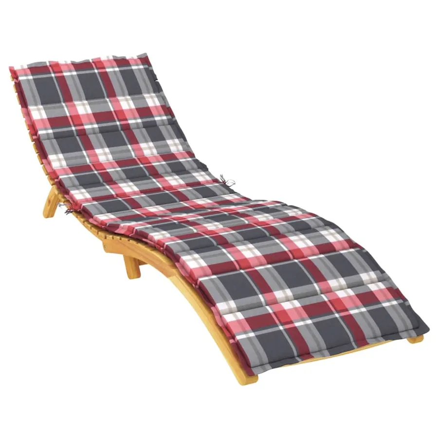 Coussin de chaise longue à carreaux rouge 200x50x3 cm - 3