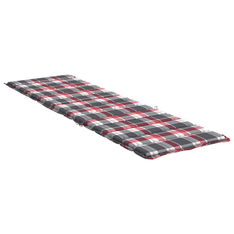 Coussin de chaise longue à carreaux rouge 200x50x3 cm - 4