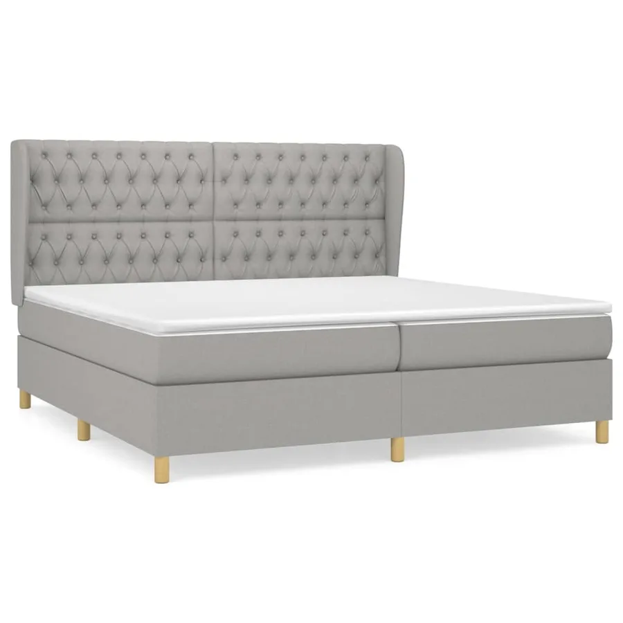 Sommier à lattes de lit avec matelas Gris clair 200x200cm Tissu - 2