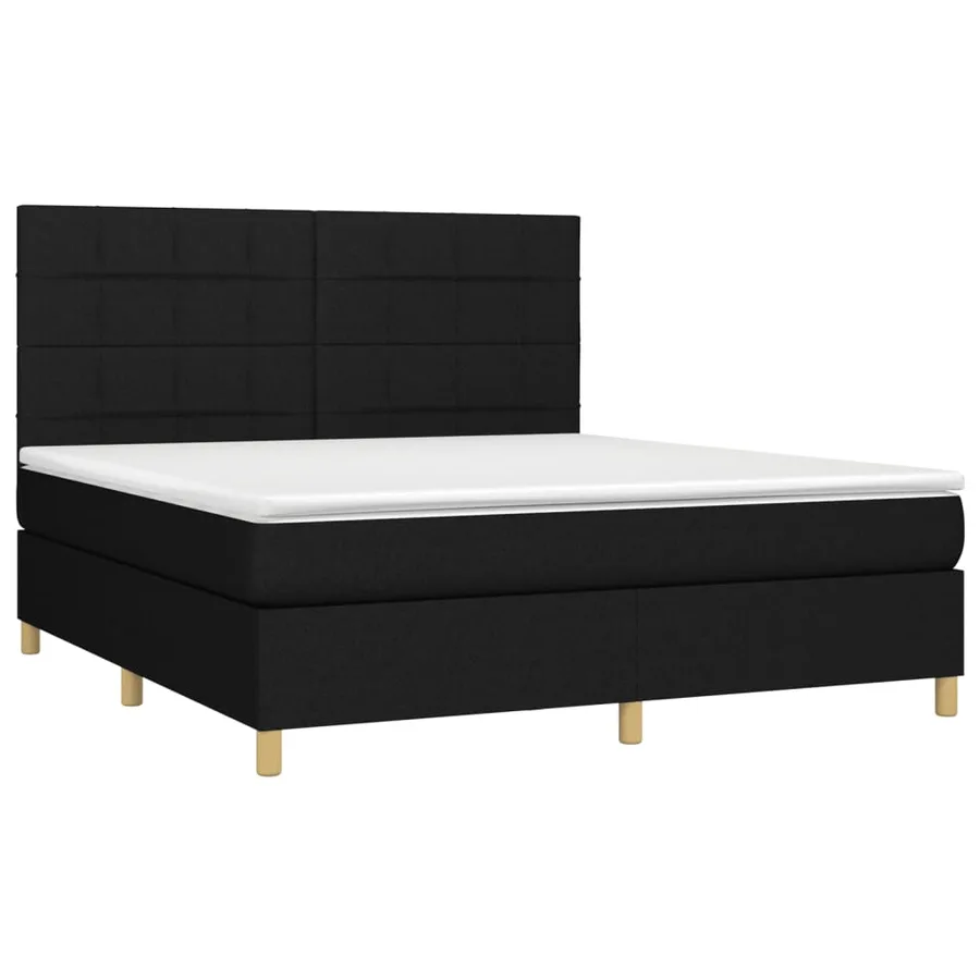 Sommier à lattes de lit avec matelas Noir 180x200 cm Tissu - 3
