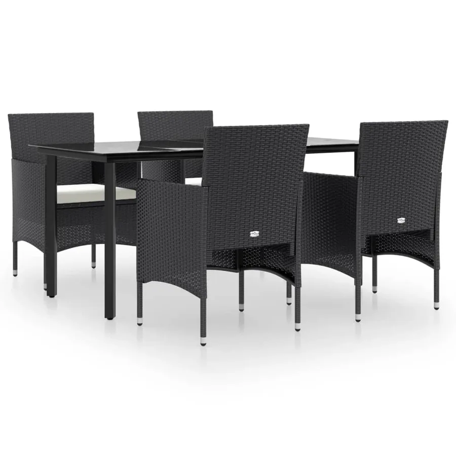 Ensemble à manger de jardin avec coussins 5 pcs Noir - 2