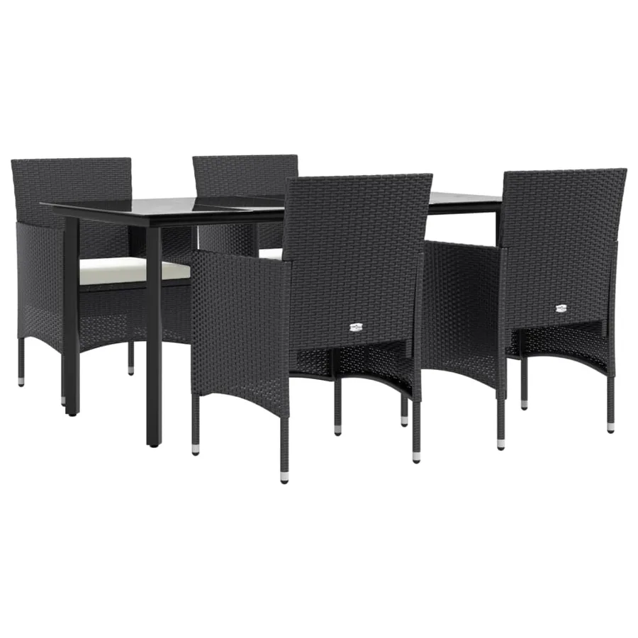 Ensemble à manger de jardin avec coussins 5 pcs Noir - 3