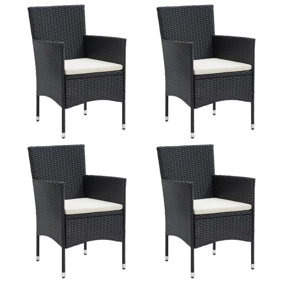 Ensemble à manger de jardin avec coussins 5 pcs Noir - 4