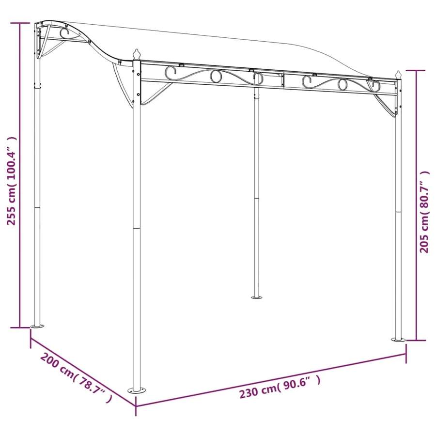 Auvent anthracite 2x2,3 m 180 g/m² tissu et acier - 8