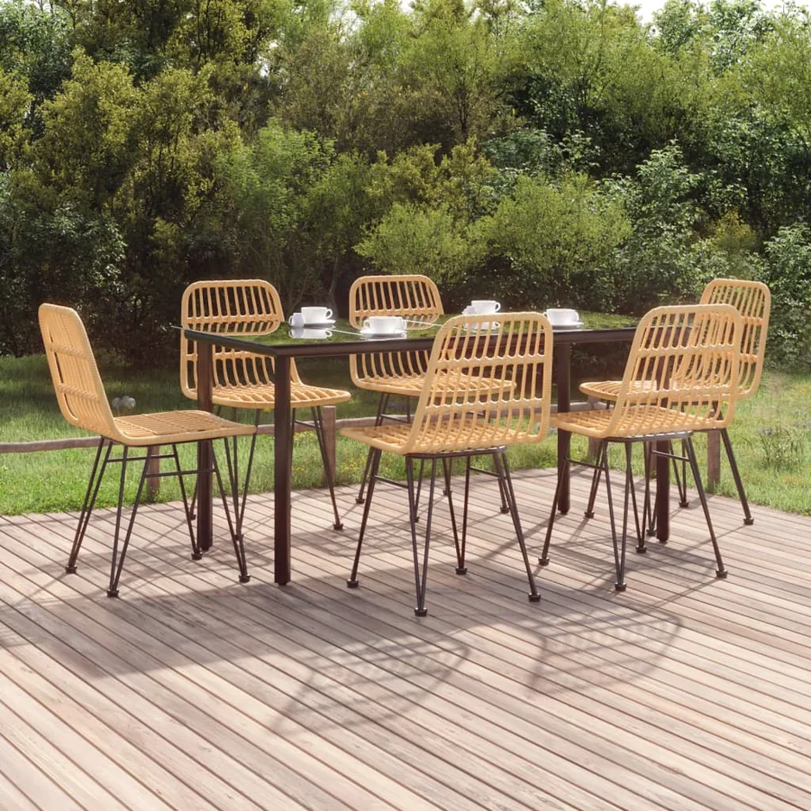 Ensemble à manger de jardin 7 pcs Résine tressée