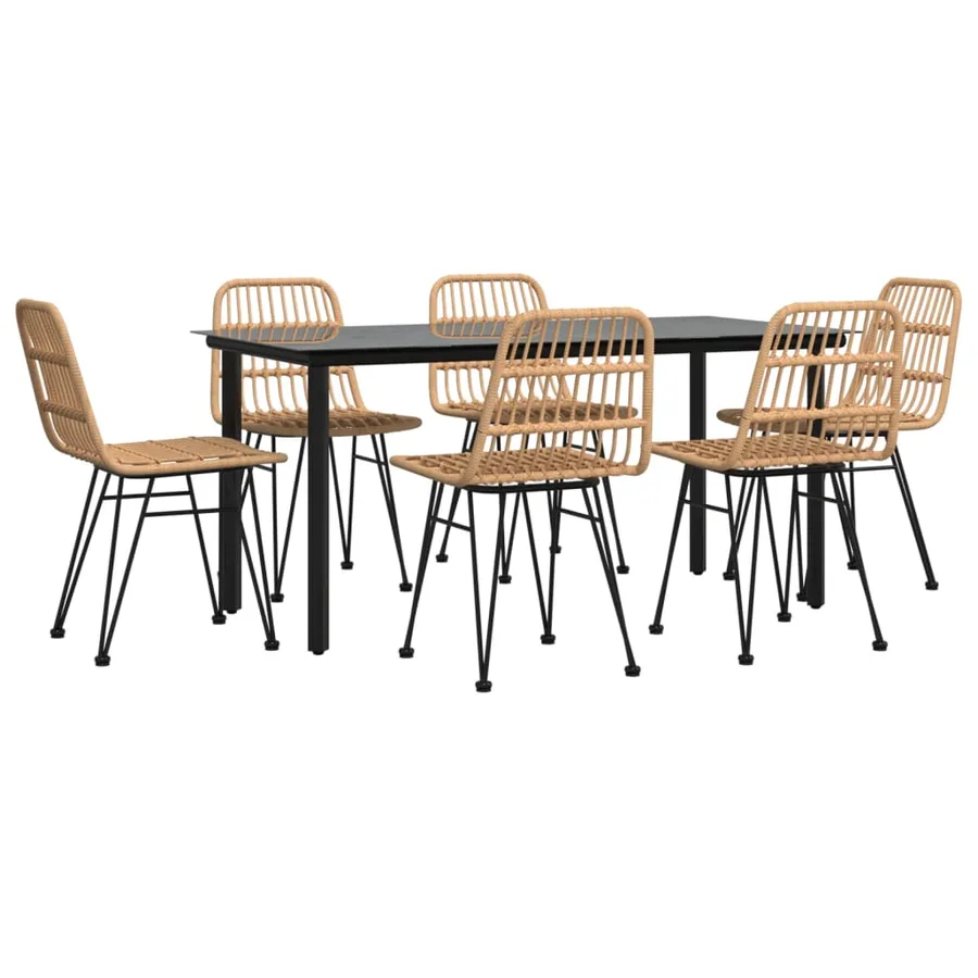 Ensemble à manger de jardin 7 pcs Résine tressée - 3
