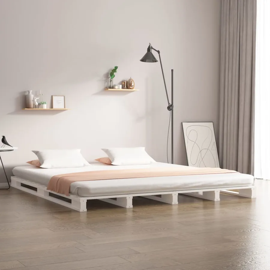 Lit de palette sans matelas blanc 140x190 cm bois massif
