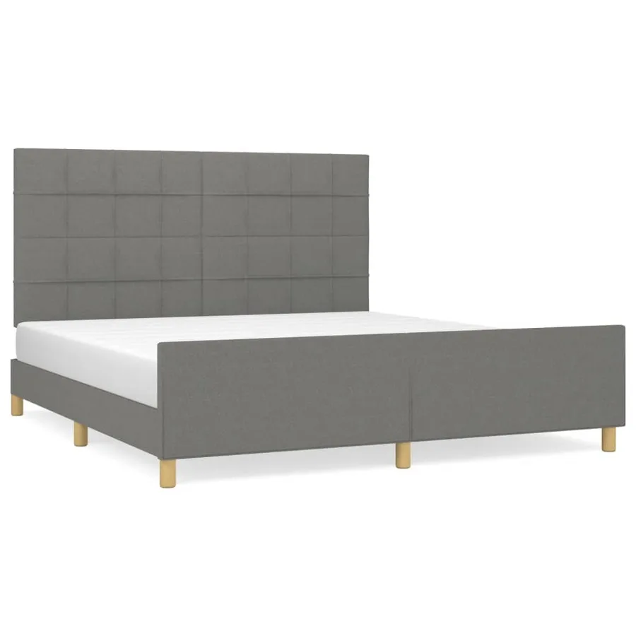 Cadre de lit sans matelas gris foncé 180x200 cm tissu - 2