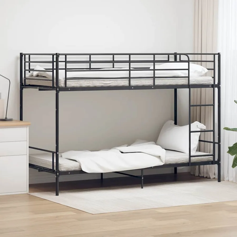 Lit superposé sans matelas noir métal 90x200 cm