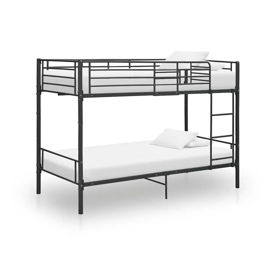 Lit superposé sans matelas noir métal 90x200 cm - 2