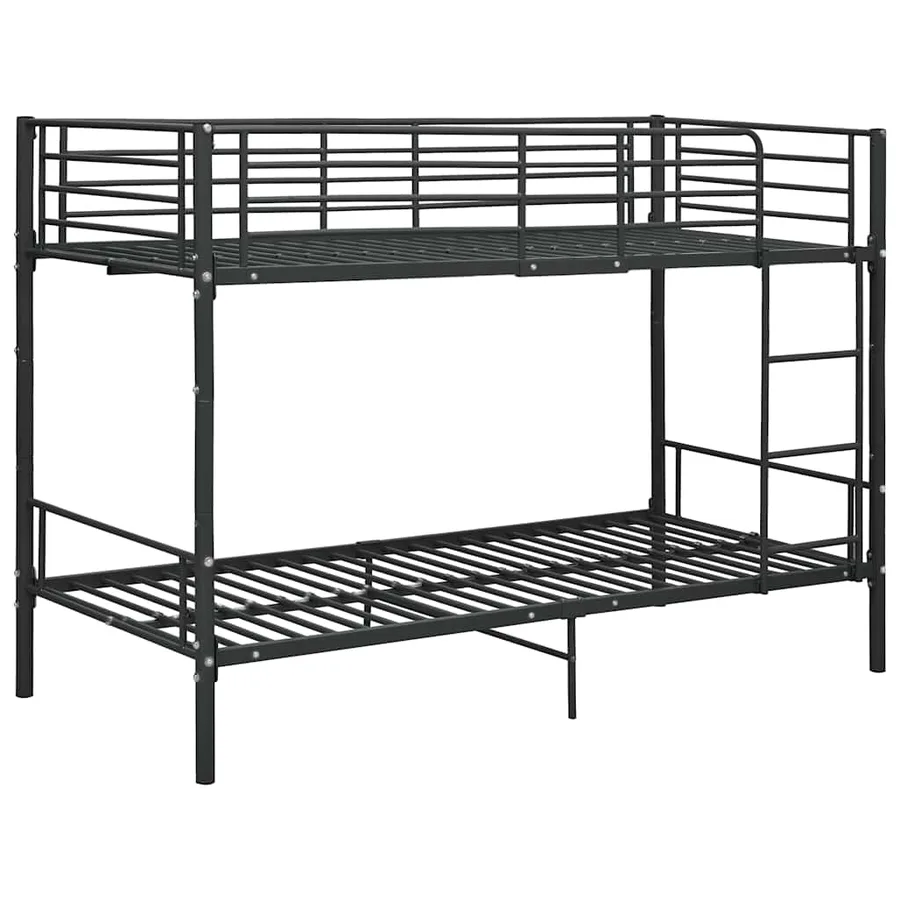 Lit superposé sans matelas noir métal 90x200 cm - 3