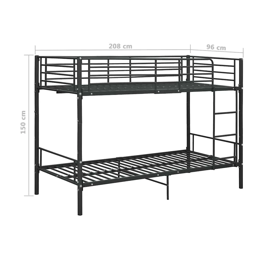 Lit superposé sans matelas noir métal 90x200 cm - 9