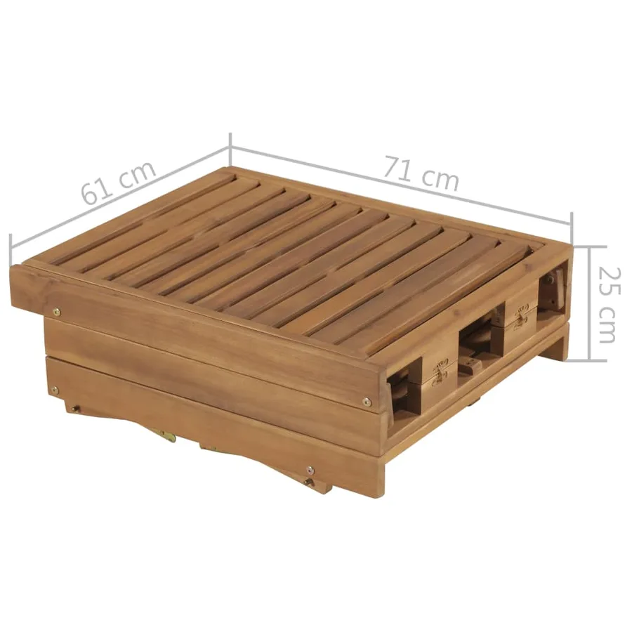 Chaise longue pliable avec coussin Bois d'acacia solide - 11