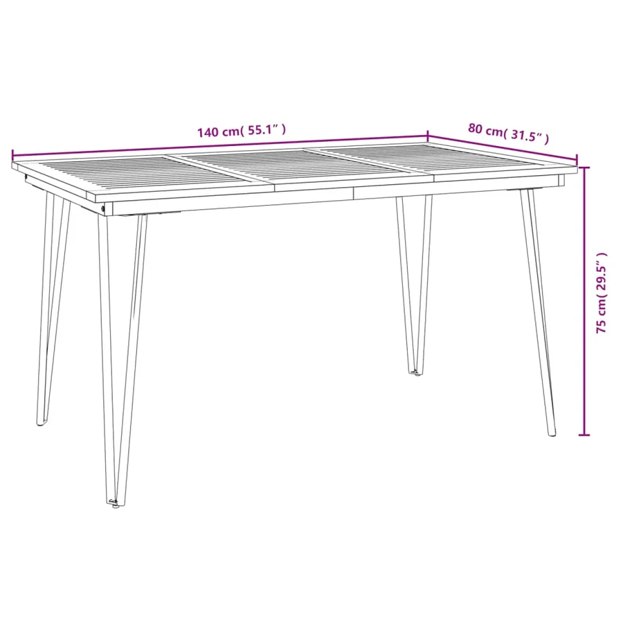 Ensemble à manger de jardin 5 pcs bois d'acacia massif et métal - 8
