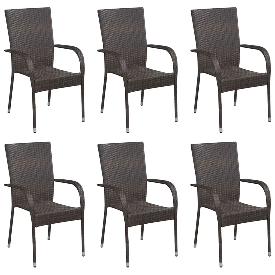 Ensemble à manger de jardin 7 pcs Marron Résine tressée - 4