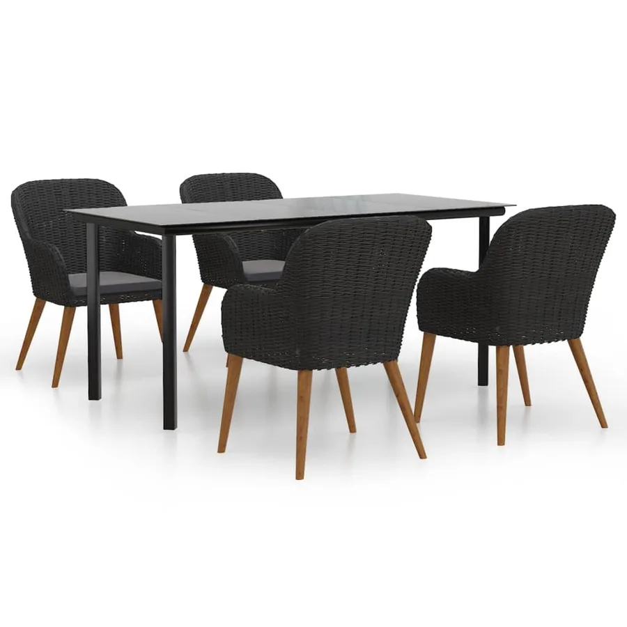 Ensemble à manger de jardin avec coussins 5 pcs Noir - 2