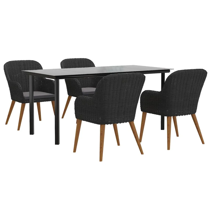 Ensemble à manger de jardin avec coussins 5 pcs Noir - 3