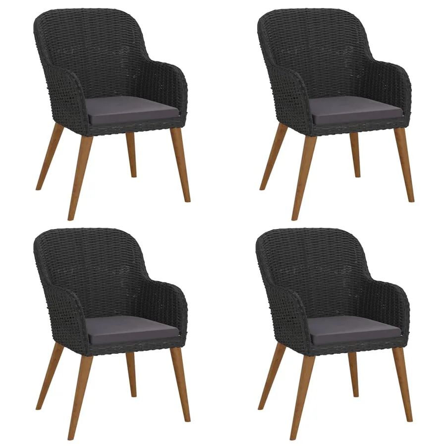 Ensemble à manger de jardin avec coussins 5 pcs Noir - 4