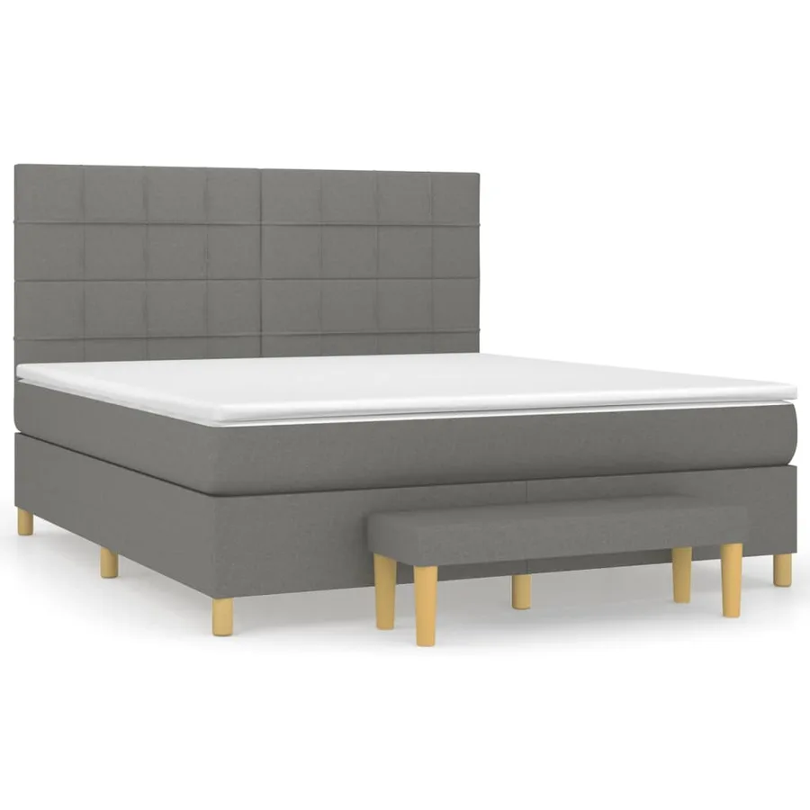 Sommier à lattes de lit avec matelas Gris foncé 180x200cm Tissu - 2