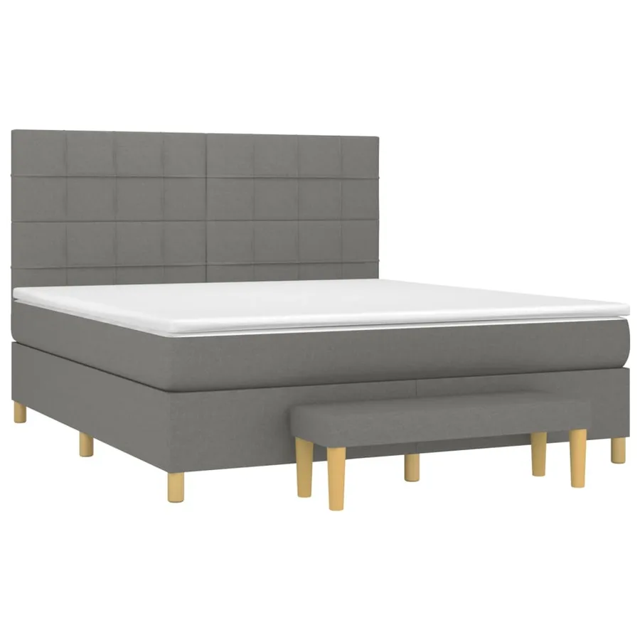 Sommier à lattes de lit avec matelas Gris foncé 180x200cm Tissu - 3