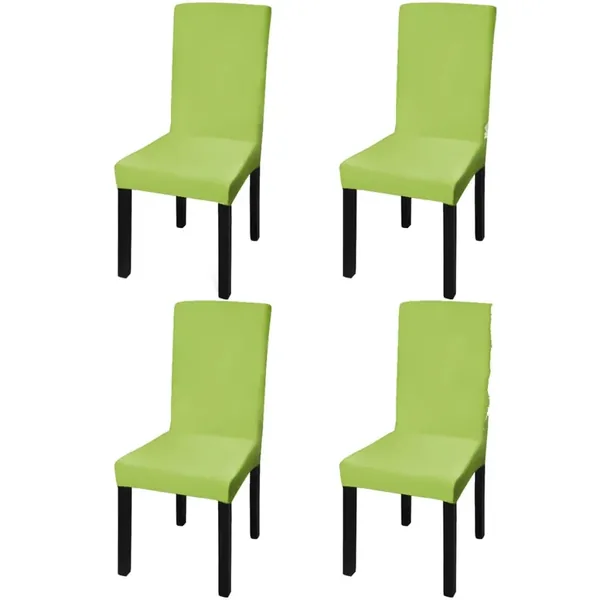 Housse de chaise droite extensible 4 pcs vert