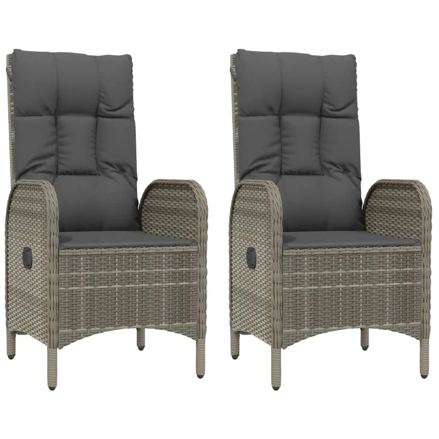Ensemble à manger jardin 3pcs avec coussins noir et gris - 4