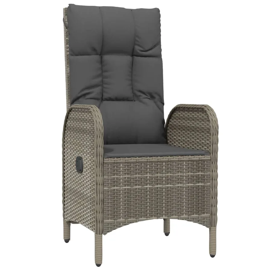 Ensemble à manger jardin 3pcs avec coussins noir et gris - 5