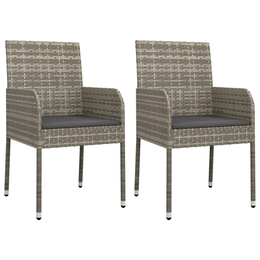 Chaises de jardin avec coussins lot de 2 Résine tressée Gris - 2