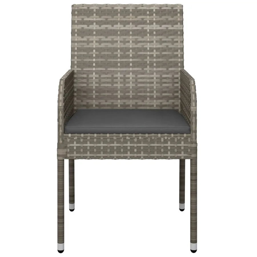Chaises de jardin avec coussins lot de 2 Résine tressée Gris - 5