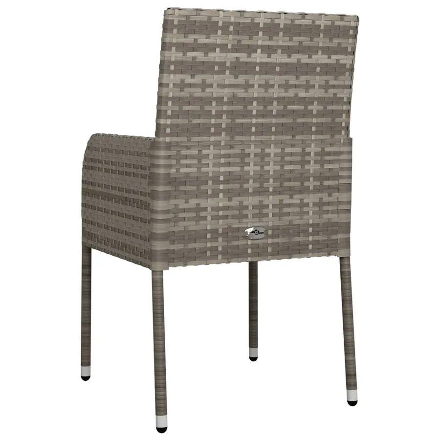 Chaises de jardin avec coussins lot de 2 Résine tressée Gris - 7