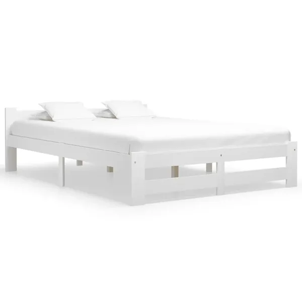 Cadre de lit sans matelas blanc bois de pin massif 160x200 cm
