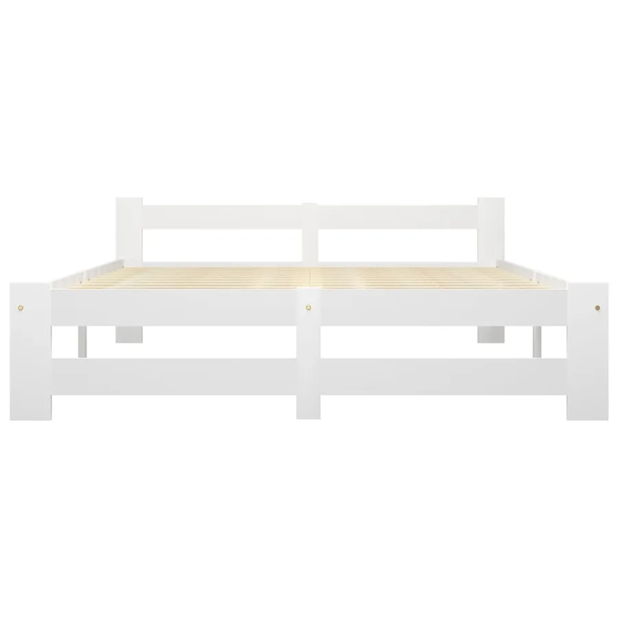 Cadre de lit sans matelas blanc bois de pin massif 160x200 cm - 3