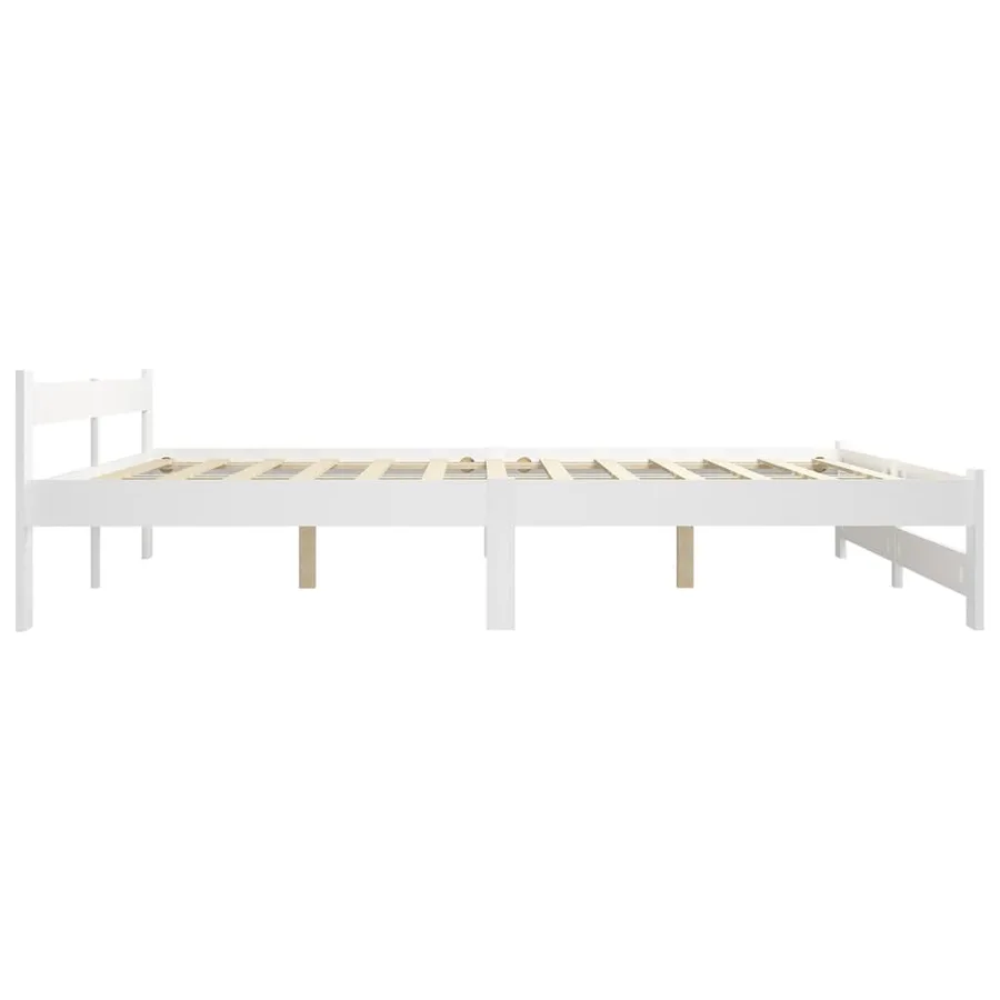 Cadre de lit sans matelas blanc bois de pin massif 160x200 cm - 4